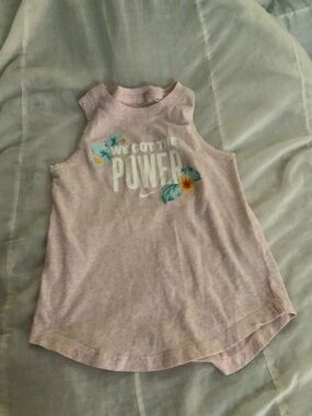 Nike Youth Tank Top Athletic Shirt Light Pink Heather Flower XS We Got The Power